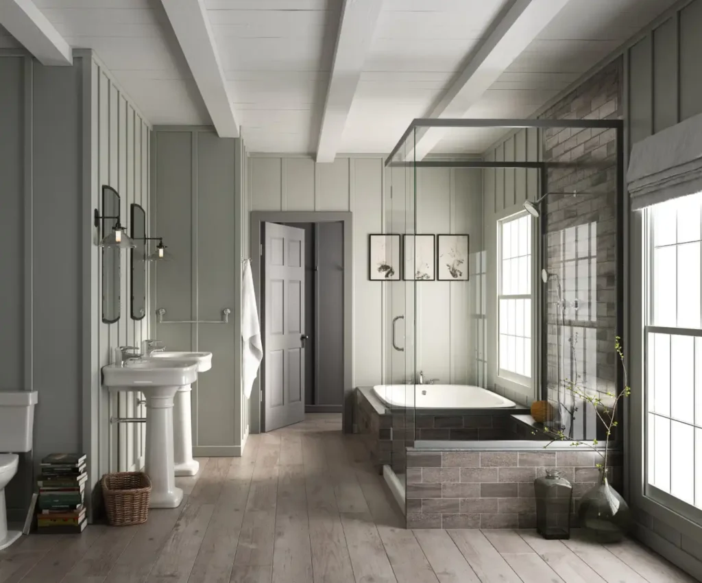 Bathroom Remodel 3D Design: Tile, Fixtures & Lighting Preview