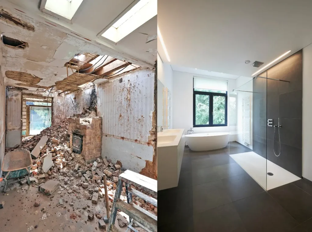 Before remodeling and after bathroom renovation, cost effective