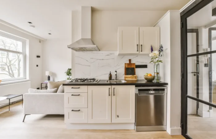 kitchen white cabinets stainless stee construction cali