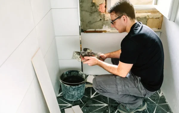 mason working bathroom renovation construction cali