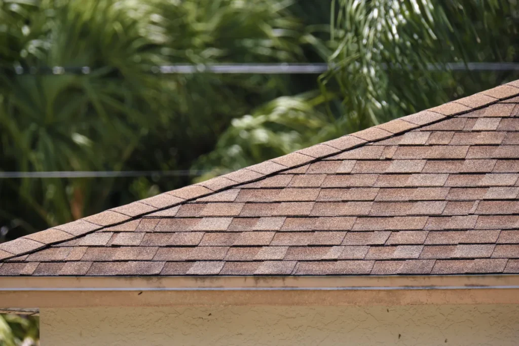 tab shingles closeup of house roof top covered with asphalt or