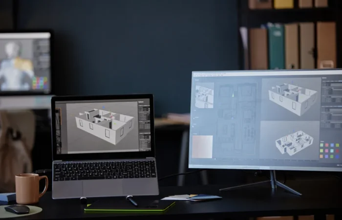 3d visualization design confidence displaying 3d architectural renderings dual mon