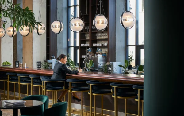 bar cafe build outs silhouette female person that sitting bar co