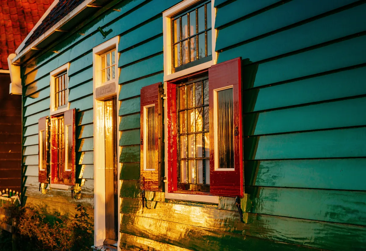 clapboard siding comfortable houses at sunset beautiful traditiona