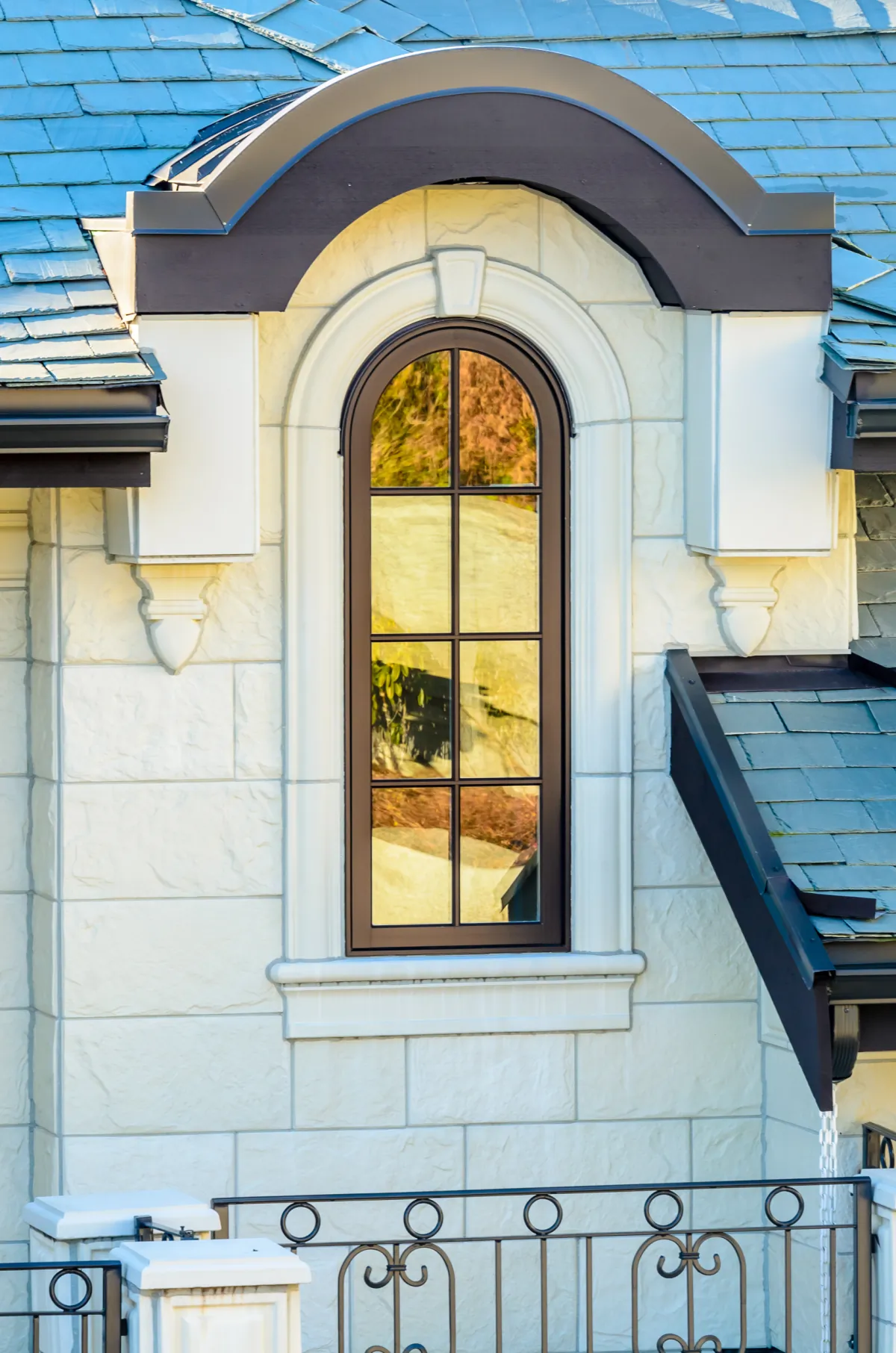 exterior window trim fragment of the house with a nice window