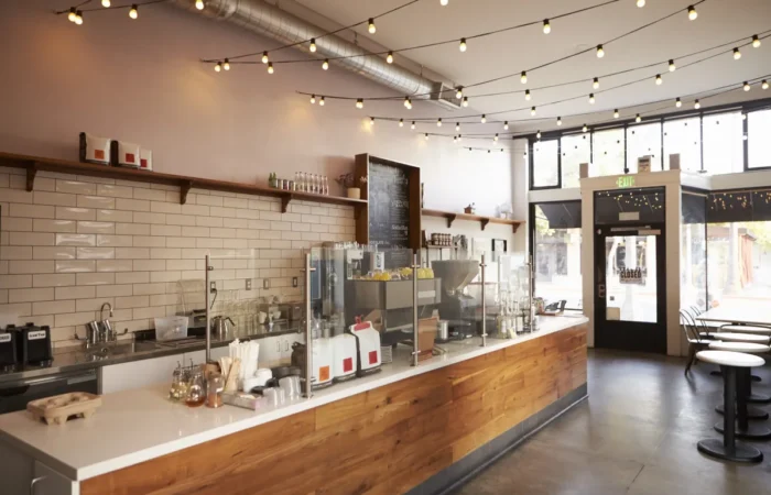 franchise build outs empty cafe bar interior daytime