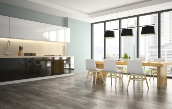 kitchen flooring part of interior dining room 3d rendering