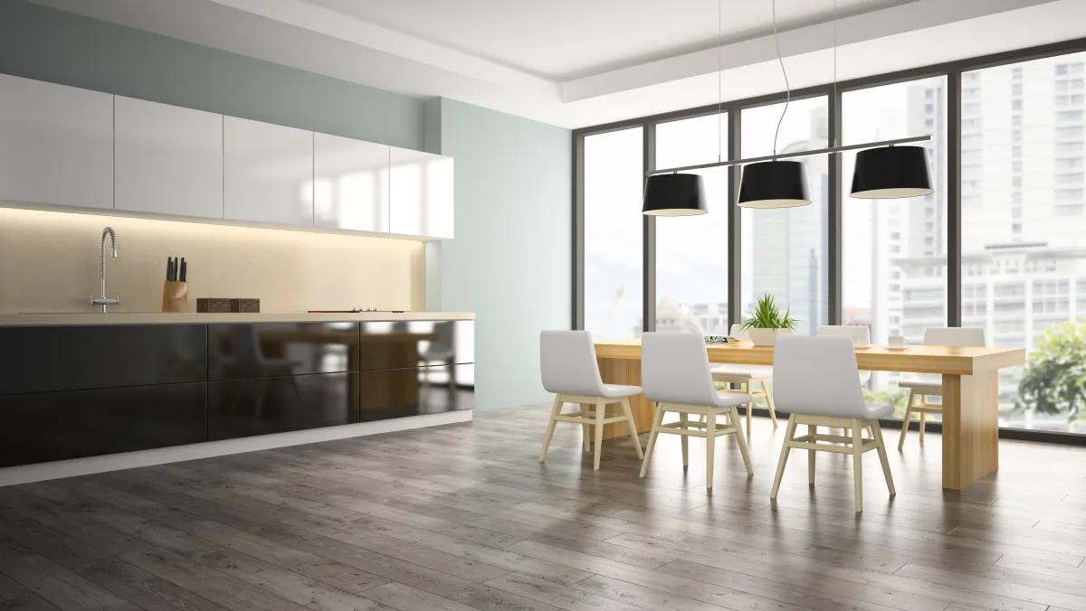 kitchen flooring part of interior dining room 3d rendering