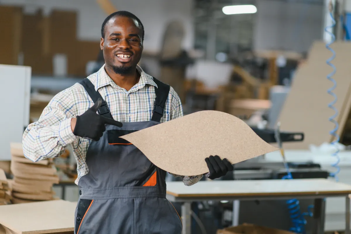 premium materials fair value carpenter showing wood panel furniture factory