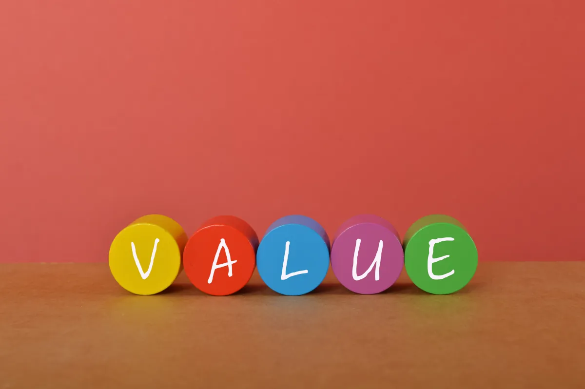 premium materials fair value colorful wooden blocks text value cost go