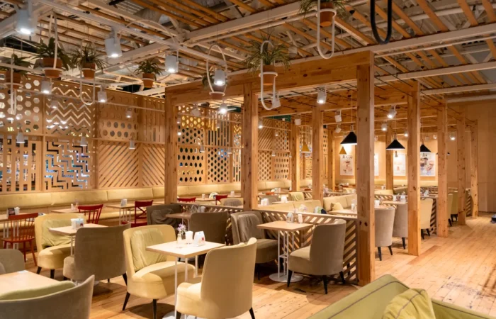 restaurant build outs loft style restaurant textured wooden walls