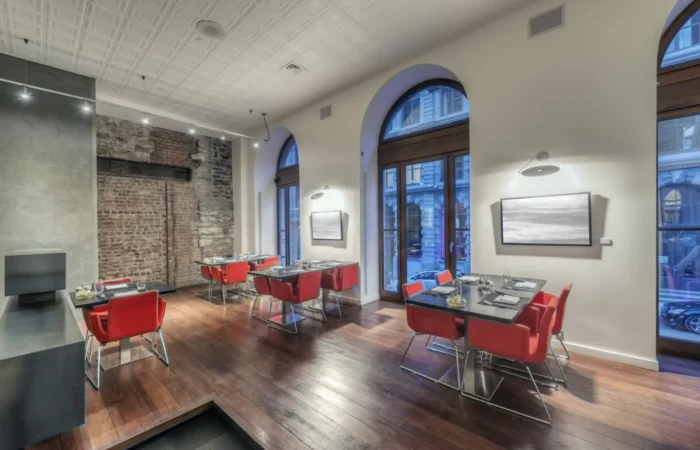 restaurant build outs modern restaurant interior red chairs