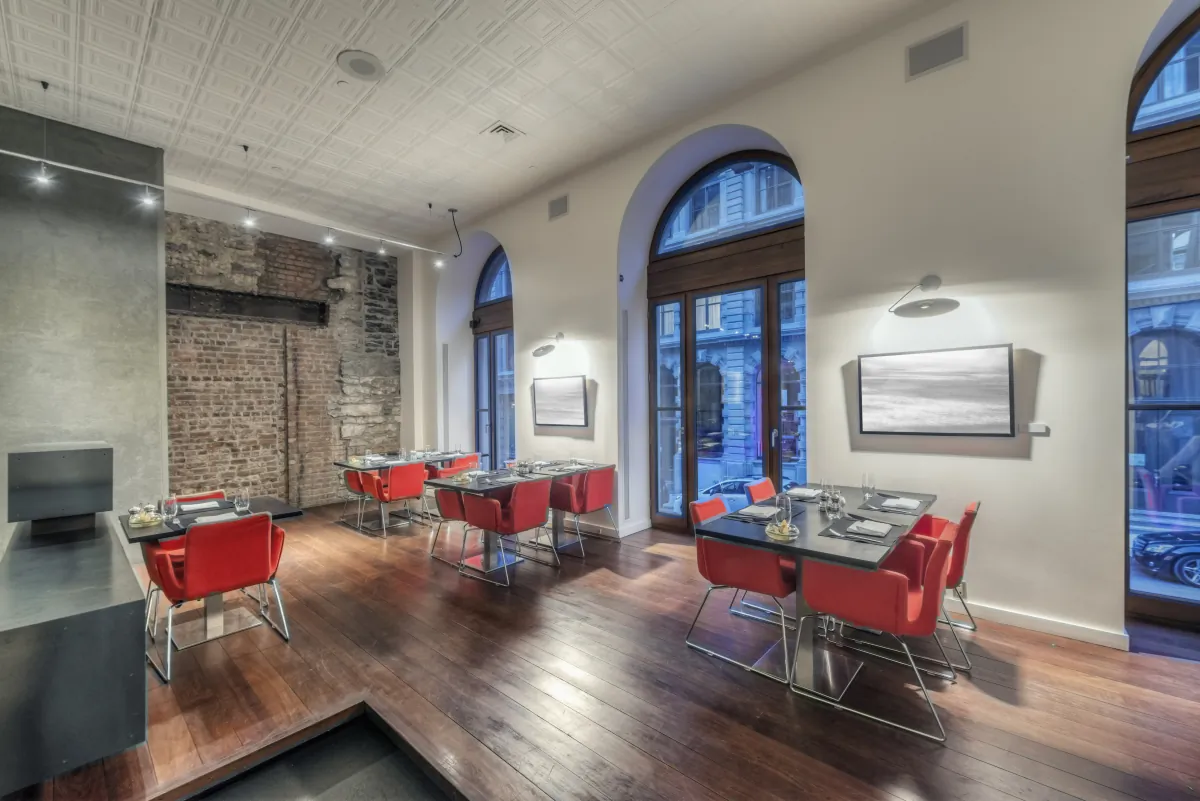 restaurant build outs modern restaurant interior red chairs