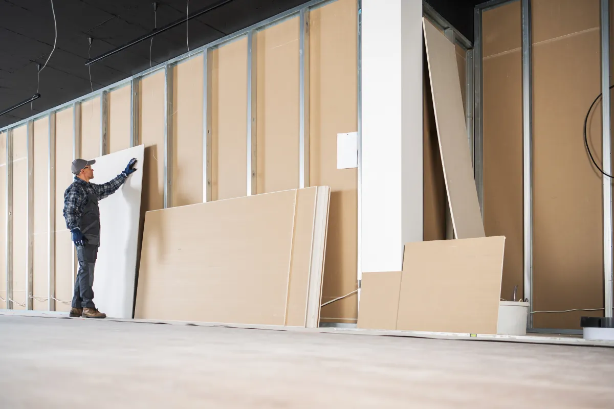retail store build out contractor selecting drywall panels