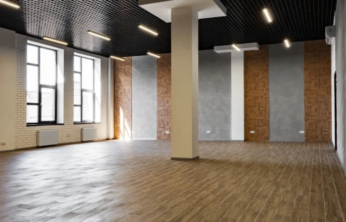 retail store build out empty open space office room with window