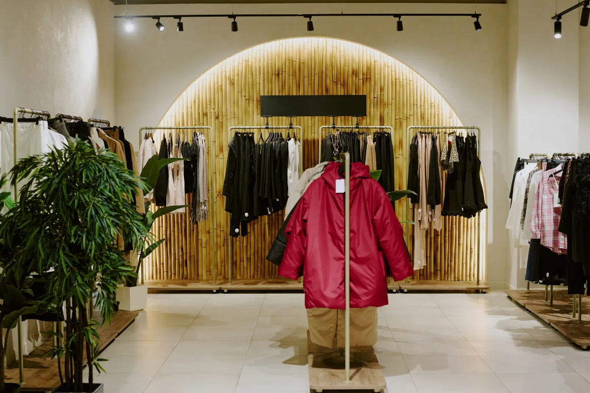 retail store build out new winter collection female clothes