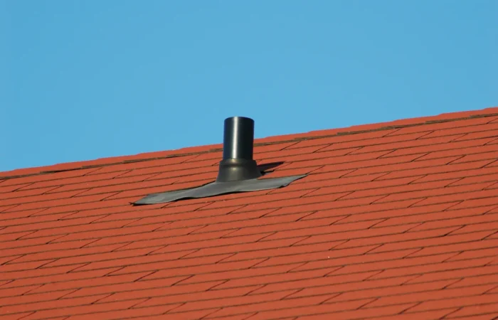 roof exhaust vent chimney on red roof