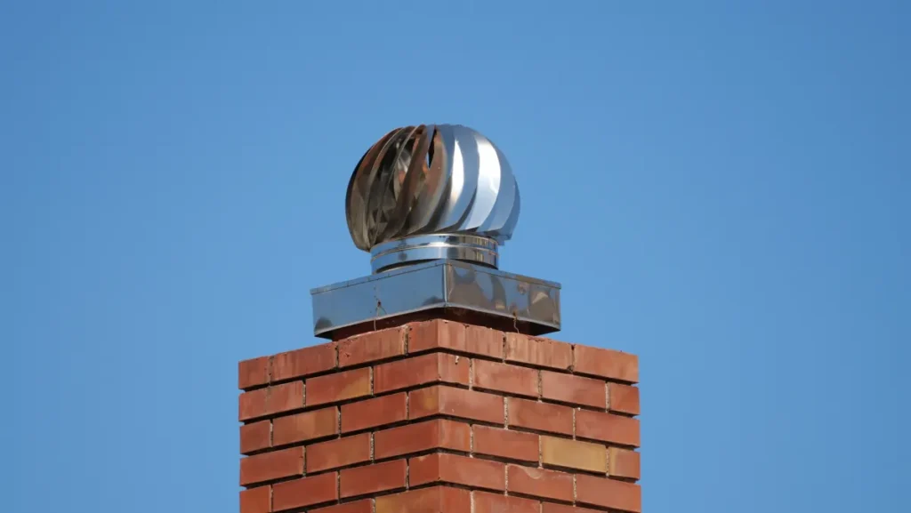 roof exhaust vent view of turbo deflector for ventilation on a brick