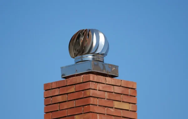 roof exhaust vent view of turbo deflector for ventilation on a brick