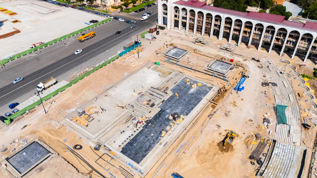 shopping center improvement aerial view ala too square under reconstruction