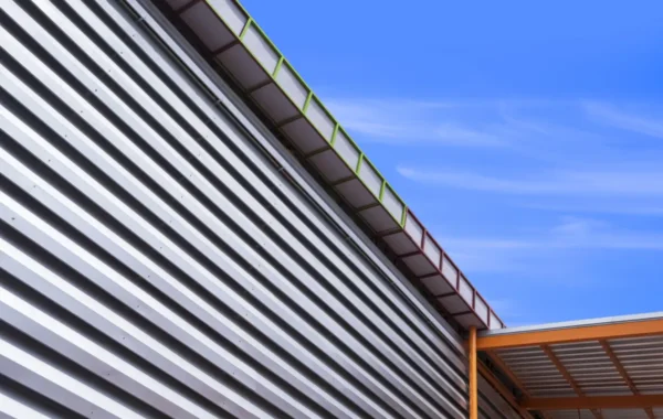 siding aluminum louver wall with steel rain gutter and ar