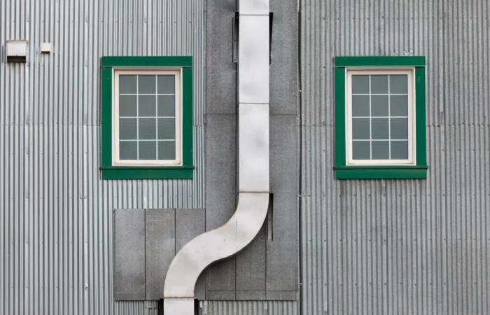 siding metal outside duct corrugated iron facade windows