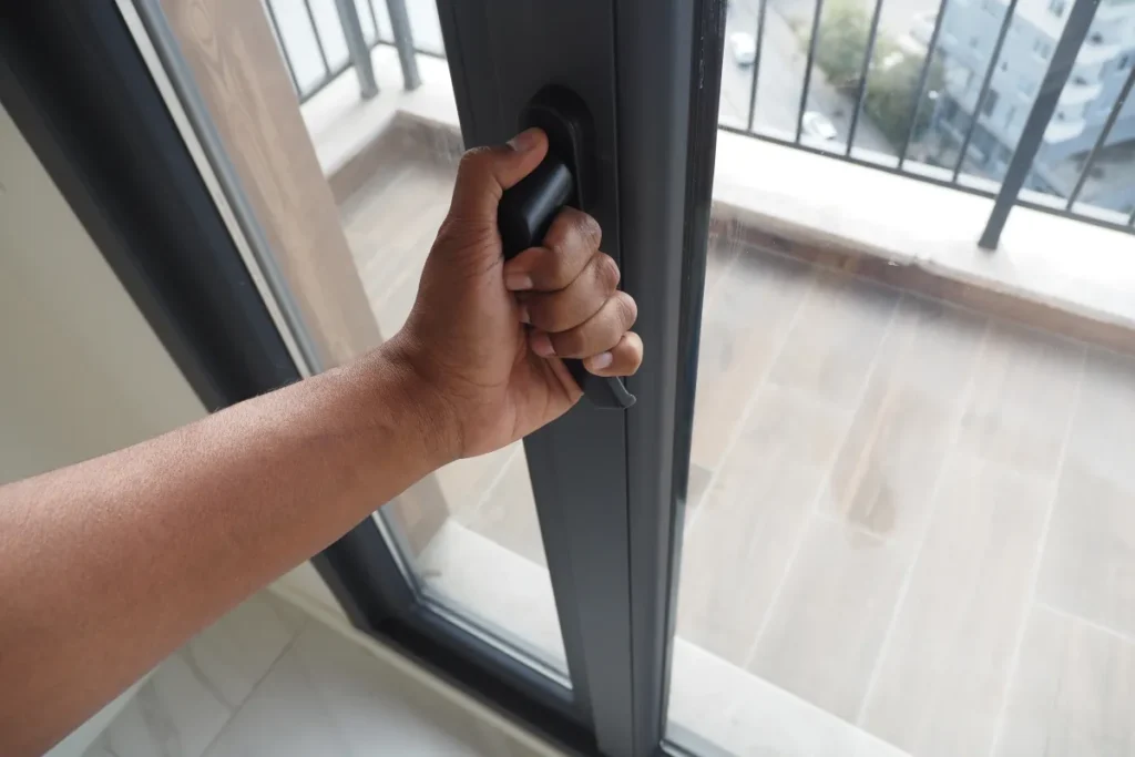 sliding window hand open gray plastic pvc window at home at early