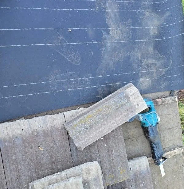 Local underlayment repair in progress before the Elk Grove roof tiles were reset